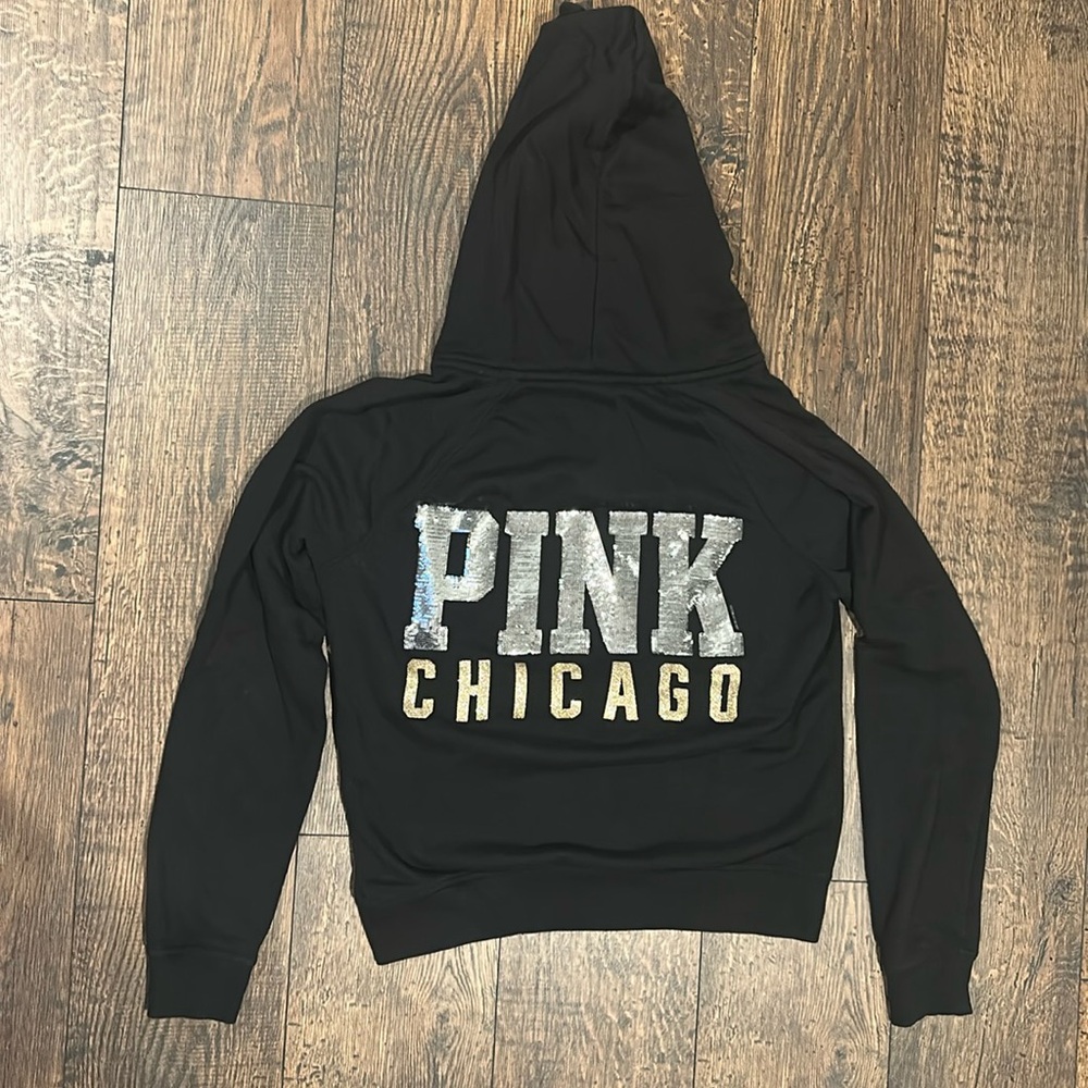 RARE- Victoria’s Secret Pink Chicago Sequin Zip Up Hoodie